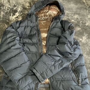 Michael Kors Dark Blue and Brown Puffer Jacket